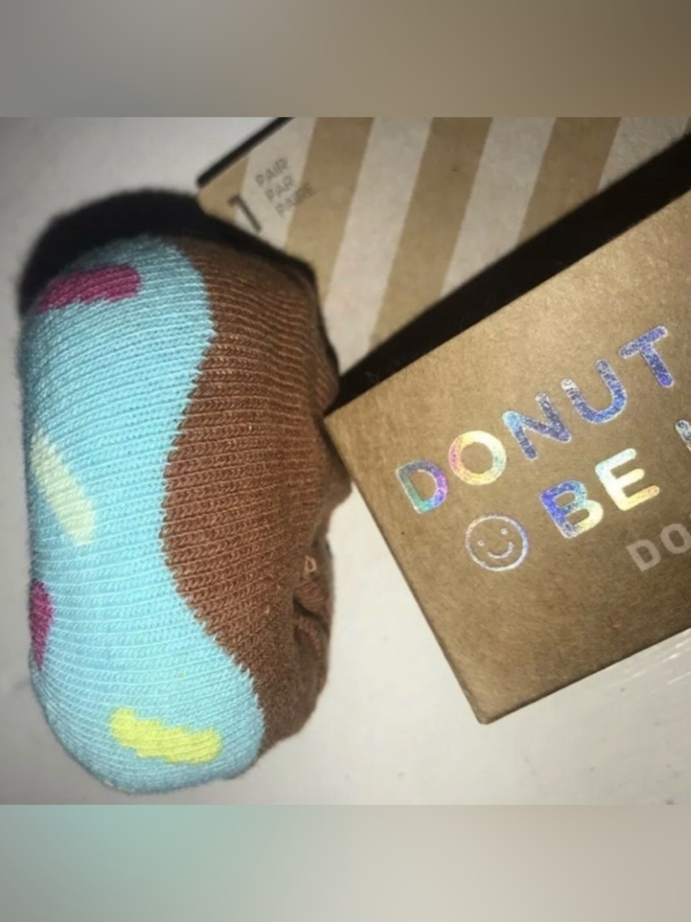 Donut Worry, Be Happy Ankle Socks Sprinkles Treats Dessert Gift Stocking Stuffer